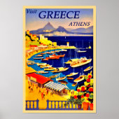 Poster Visiter la Grèce, Athènes Vintage (Devant)