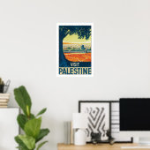 Poster Visiter la Palestine avec frontière blanche (Bureau à domicile)