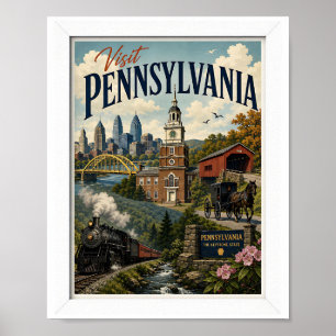 Poster Visiter Voyage Vintage Pennsylvanie