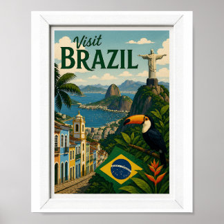 Poster Visitez Brésil Voyage Vintage