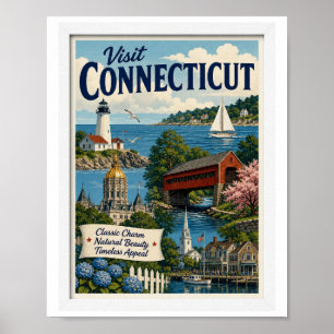 Poster Visitez Connecticut Voyage Vintage