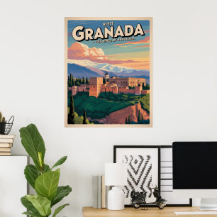 Poster Visitez Granada Vintage voyage Art