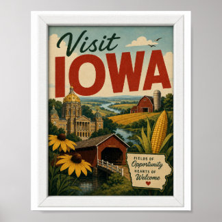 Poster Visitez Iowa Travel Vintage