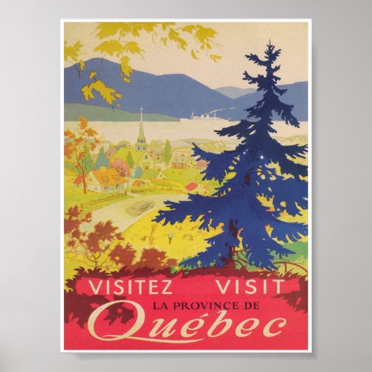 Poster Visitez l'affiche Vintage voyage Québec Canada (Devant)