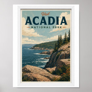 Poster Visitez le Parc National d'Acadia Voyage Vintage