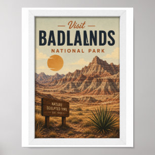 Poster Visitez le parc national de Badlands Voyage Vintag