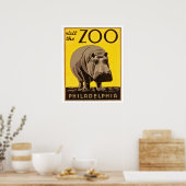 Poster Visitez le zoo de Philadelphie, grand hippo, voyag (Cuisine)
