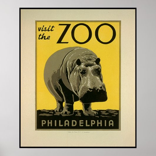 Poster Visitez le zoo de Philadelphie, Hippo - Ancien pos (Devant)