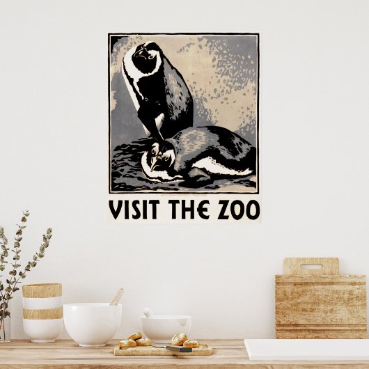 Poster Visitez le zoo - Penguin WPA (Cuisine)