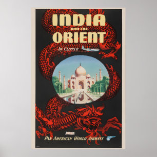 Poster Visitez l'Inde et l'Orient des années 1950 - Voyag