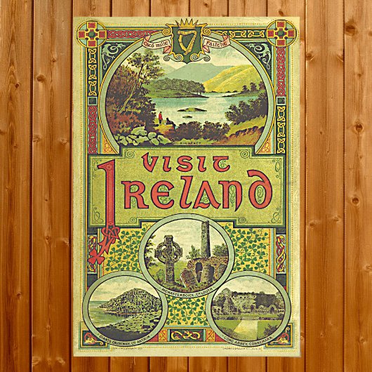 Poster Visitez l'Irlande voyage vintage unique