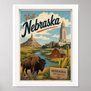 Poster Visitez Nebraska Travel Vintage