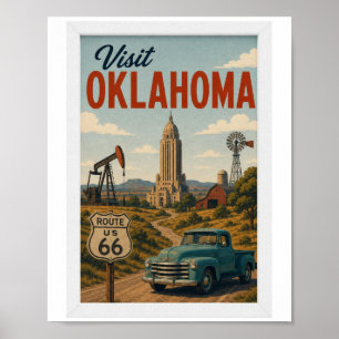 Poster Visitez Oklahoma Voyage Vintage