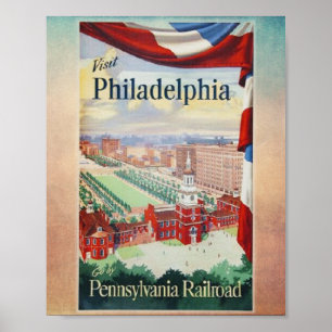 Poster Visitez Philadelphie sur la Pennsylvania Railroad