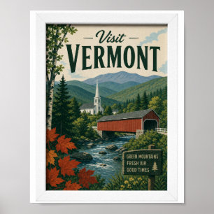 Poster Visitez Vermont Travel Vintage