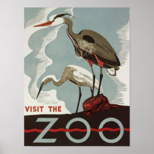 Poster Visitez Zoo Vintage