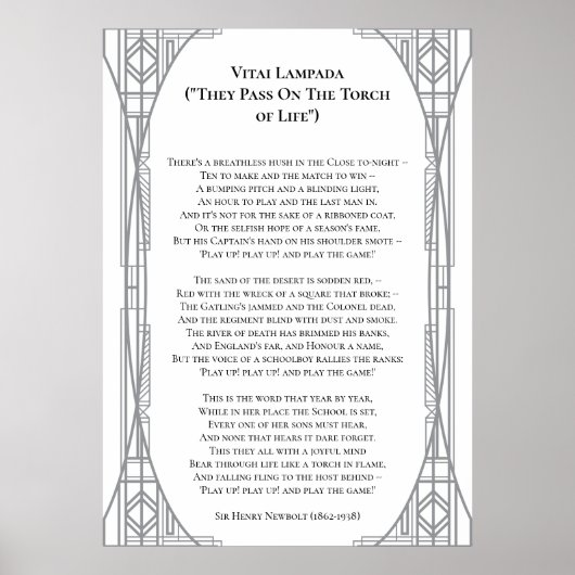 Poster Vitai Lampada Newbolt Poem Large (Devant)