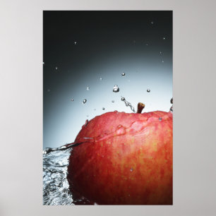 Poster Vitalité Croquante : Giclée d'eau de pomme rouge A