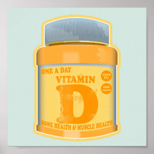 Poster Vitamine D capsules santé et bien-être