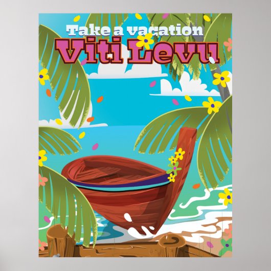 Poster Viti Levu vacation travel poster. (Devant)