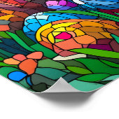 Poster Vitrail Bunny de Pâques Jésus (Coin)