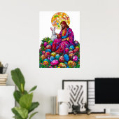 Poster Vitrail Bunny de Pâques Jésus (Bureau à domicile)
