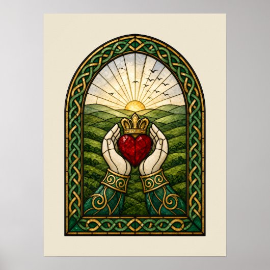 Poster Vitrail Claddagh (Devant)