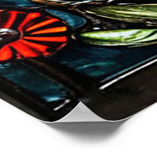 Poster Vitrail de chat coloré (Coin)