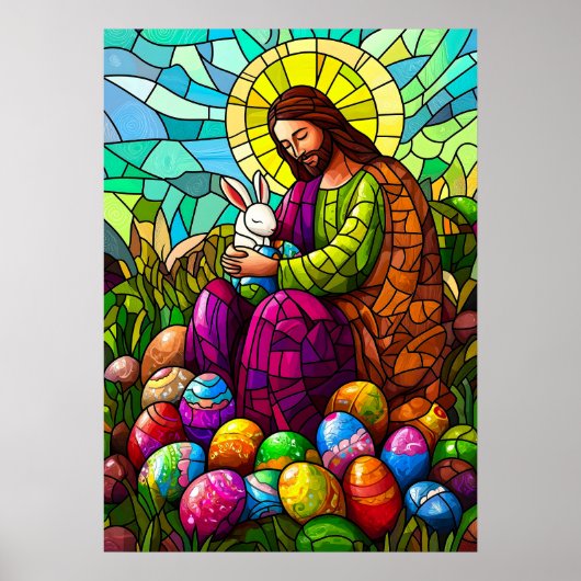 Poster Vitrail de Jésus Christ Pâques (Devant)