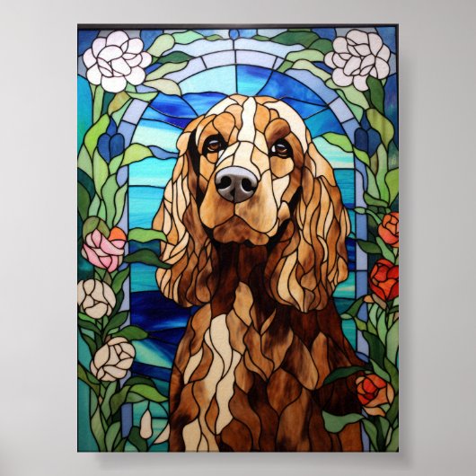 Poster Vitrail de l'arche florale de Cocker Spaniel (Devant)