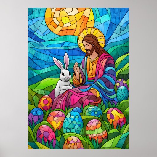 Poster Vitrail Jésus Mur de Pâques Art (Devant)