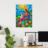 Poster Vitrail Jésus Mur de Pâques Art (Bureau à domicile)
