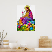 Poster Vitrail Jésus Oeuf de Pâques (Cuisine)