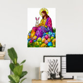 Poster Vitrail Jésus Oeuf de Pâques (Bureau à domicile)