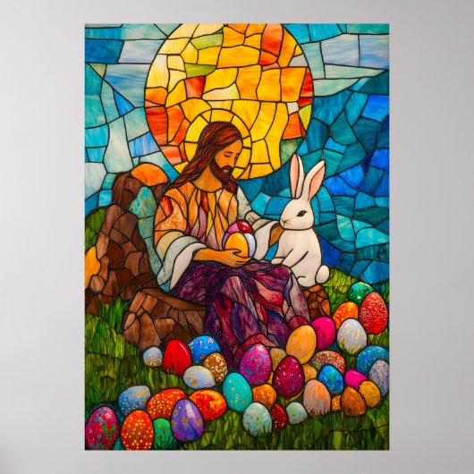 Poster Vitrail Jésus Oeuf de Pâques (Devant)
