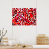 Poster Vitrail rouge Abstrait (Cuisine)