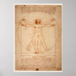 Poster Vitruvianische Man door Leonardo da Vinci