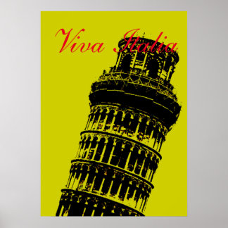 Poster Viva Italia Tour de Pise Italie Voyage Art