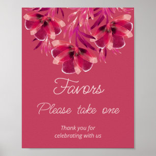 Poster Viva Magenta, Floral, Favors s'il vous plaît prend