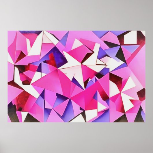 Poster Viva Magenta Géométrique Hydrangea Art Abstrait (Devant)