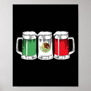 Poster Viva Mexico Drôle Bière Mexicaine Drapeau Cinco De