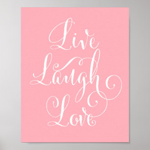 Poster Vivant, rire, copie d'art d'amour - rose