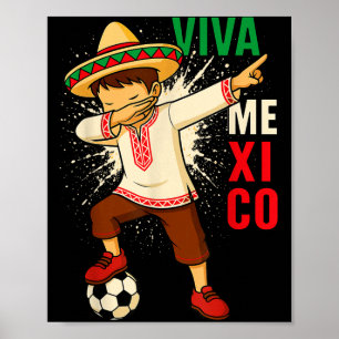 Poster Vive le mexique garçon de football mexicain faisan