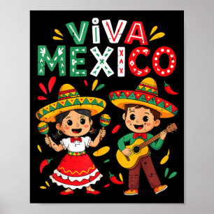 Poster Vive le Mexique garçon fille à la guitare indépend