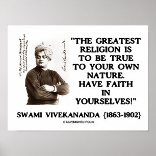 Poster Vivekananda Greatest Religion To Be True Your Own