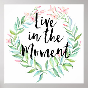 Poster Vivez dans l'aquarelle de jasmin de moment florale