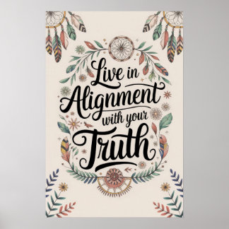 Poster Vivez en harmonie avec votre vérité Boho Design