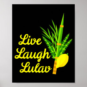 Poster Vivez Riez Lulav Etrog Joyeux Souccot Juif Soukka