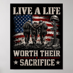 Poster Vivez une vie digne de sacrifice vétéran militaire