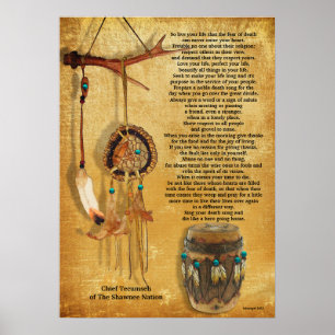 Poster "Vivez votre vie" Tecumseh Dreamcatcher et Drum